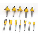 12-teiliges Fräser-Fräser-Bit-Set 1/4 Holzschneider Hartmetallschaftmühle Holzbearbeitung Trimmen Gravur Carving Schneidwerkzeuge