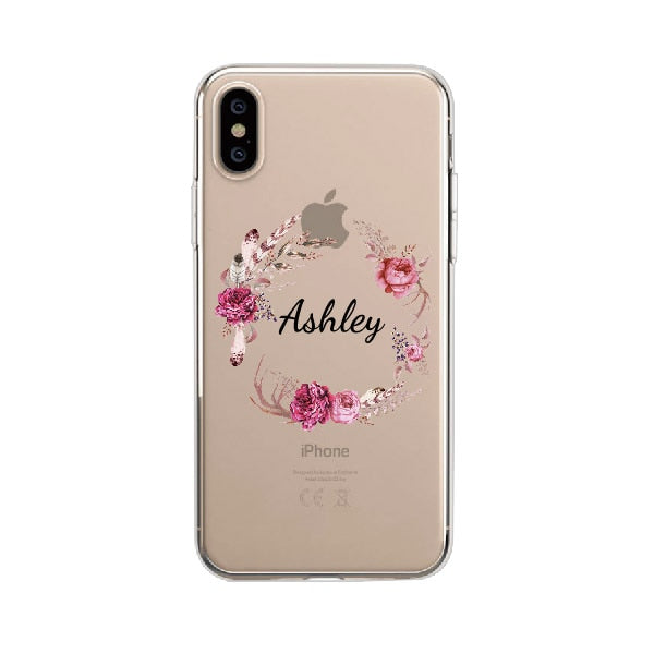 Custom Personalization Name Vintage Flower Wreath Bouquet Phone Soft Clear Case For iPhone 12 13 Pro Max  XS Max XR  7Plus 8Plus