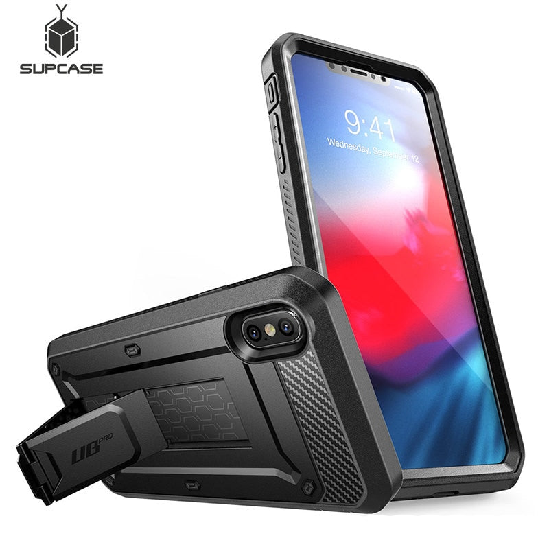 SUPCASE For iPhone Xs Max Case 6.5 inch UB Pro Full-Body Rugged Holster Case with Built-in Screen Protector &amp; Kickstand