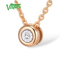 VISTOSO Gold-Anhänger für Damen, reines 14 Karat 585 Rosé-/Weißgold, Illusion-Set, Wunderteller, Diamant-Anhänger, runder Kreis, feiner Schmuck