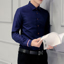 MIACAWOR Frühlings-Langarmhemden Herrenmode Oxford Camisa Masculina Slim Fit Freizeithemd Weiß C274