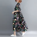 Übergroßes Blumendruck-Baumwollbeiläufiges Frauen-Kleid-Sommer-Blumen-Boho-Strandkleid für Frauen-lose lange Damen-Kleider 2021