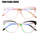 SOOLALA Anti Blue Ray Glasses Computer Glasses TR90 Cat Eye Blue Light Blocking Women Semi-Rimless Anti Fatigue Goggles Glasses