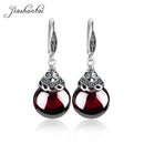 JIASHUNTAI Retro 100% 925 Sterling Silber Runde Granat Ohrringe Für Frauen Natürlicher Roter Edelstein Rubin Feiner Schmuck Beste Geschenke