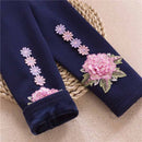 Leggings para niñas, ropa de otoño e invierno para niñas, mallas cálidas de algodón para niños, pantalones ajustados con flores en la cintura para niñas DQ722