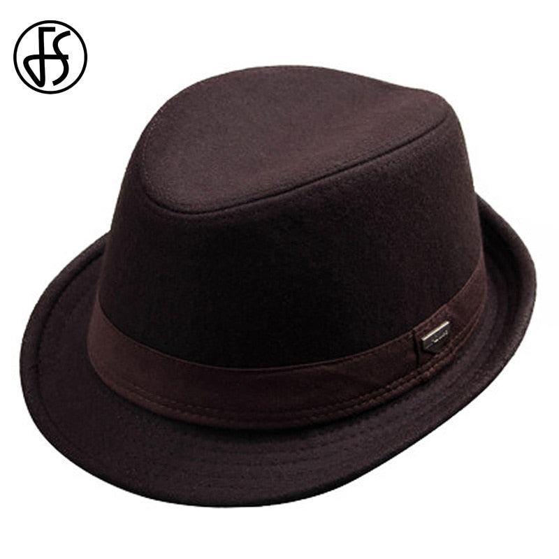 Sombreros Fedora de fieltro de lana de ala ancha para hombre Vintage FS para negro Jazz Trilby Panamá sombrero caballero gánster gorras Fedora Chapeau Homme