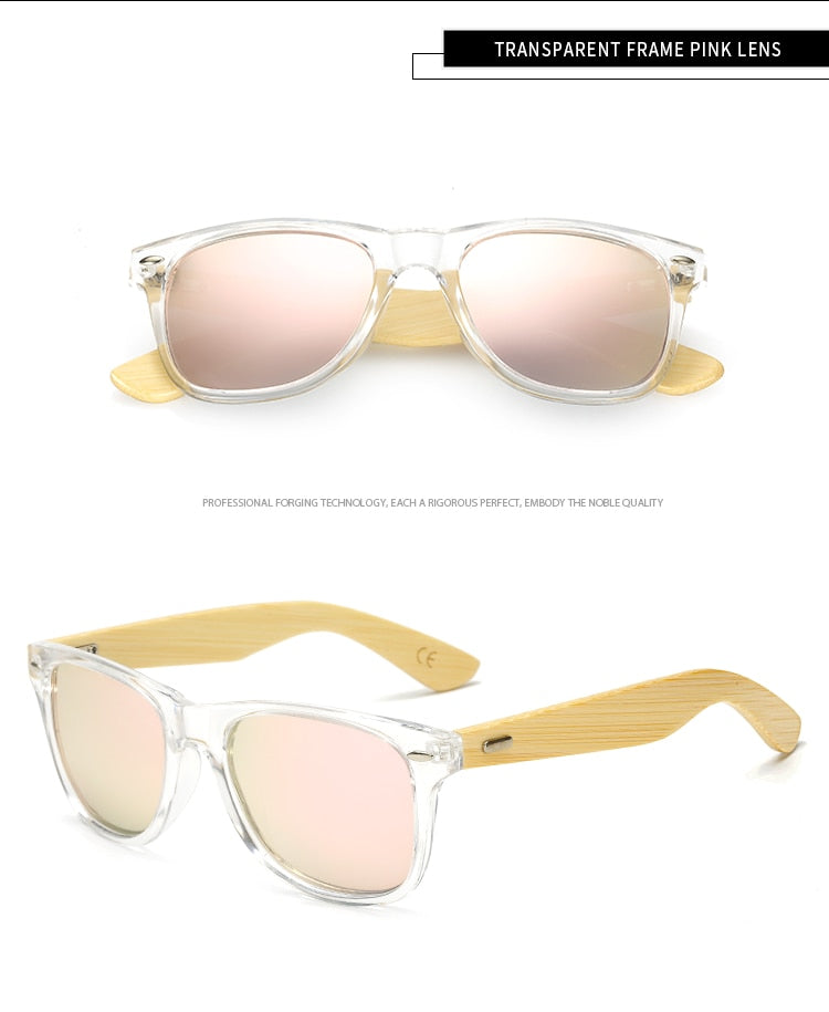 Gafas de sol de bambú de madera polarizada LongKeeper para mujer, diseño de marca para hombre, gafas de sol con brazos de madera reales, lentes de espejo, Gafas de sol