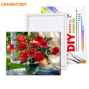 CHENISTORY flores rojas sin marco DIY pintura por números pintura al óleo pintada a mano pintura acrílica sobre lienzo para decoración del hogar 40x50