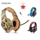 ONIKUMA K1 Camouflage Auriculares Gaming Headsets Kabelgebundene Fone-Kopfhörer mit Mikrofon-Geräuschunterdrückung für PS4-Laptop