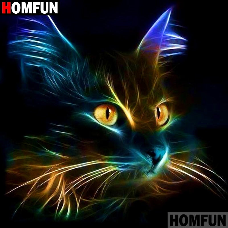 HOMFUN Full Square/Round Drill 5D DIY Diamond Painting &quot;Animal cat&quot; 3D Embroidery Cross Stitch 5D Decor Gift A09540