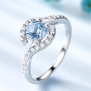 UMCHO Real 925 Sterling Silver Rings For Women Classic Round Created Sky Blue Topaz Gemstone Wedding Valentine&