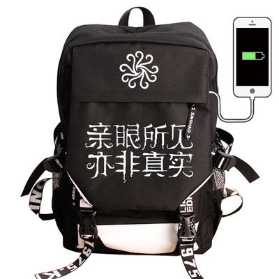 Japan Anime Tokyo Ghoul Cell at Work Attack on Titan Gintama Natsume Yuujinchou Monokuma USB Charging Laptop Backpack School Bag