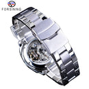 Forsining Silver Watches Folding Clasp with Safety Men&