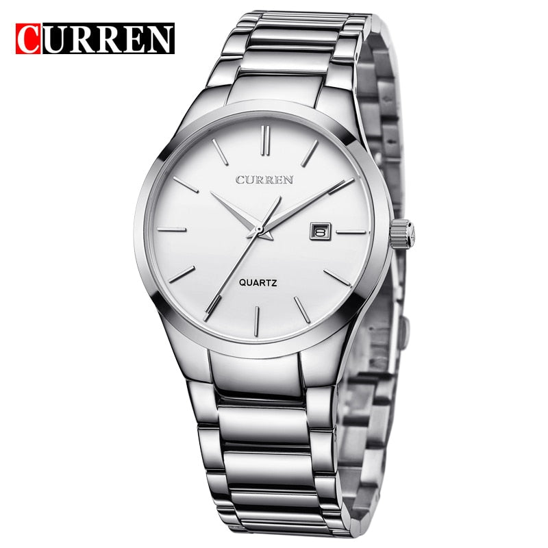 CURREN Luxury Classic Fashion Business Men Watches Display Date Quartz-watch Male Wristwatch Full Steel Clock relogio masculino