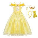 VOGUEON Mädchen Prinzessin Belle Partykleid Beauty and The Beast Kinder verkleiden sich Halloween Cosplay Kostüm Little Girl Prom Kleidung