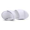 WOIZGIC Frauen Mutter Damen Weibliche Echtes Leder Schuhe Sandalen Frau Plattform Haken Schleife Casual Sommer Cool Beach AM-9018