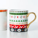Luxus Gold Totems Mosaik Geometrische Flamingo Keramik Kaffeetasse Kaffeetasse Gold Frühstück Milch Wasser Tasse Paar Kreative Geschenke