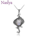 Nasiya Natural Rainbow Moonstone Casual Necklace Pendant With 8x10MM Stone Women&