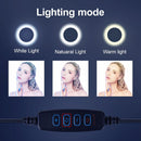 Videoleuchte Dimmbares LED-Selfie-Ringlicht USB-Ringlampe Fotolicht mit Telefonhalter 2M-Stativ für Make-up Youtube