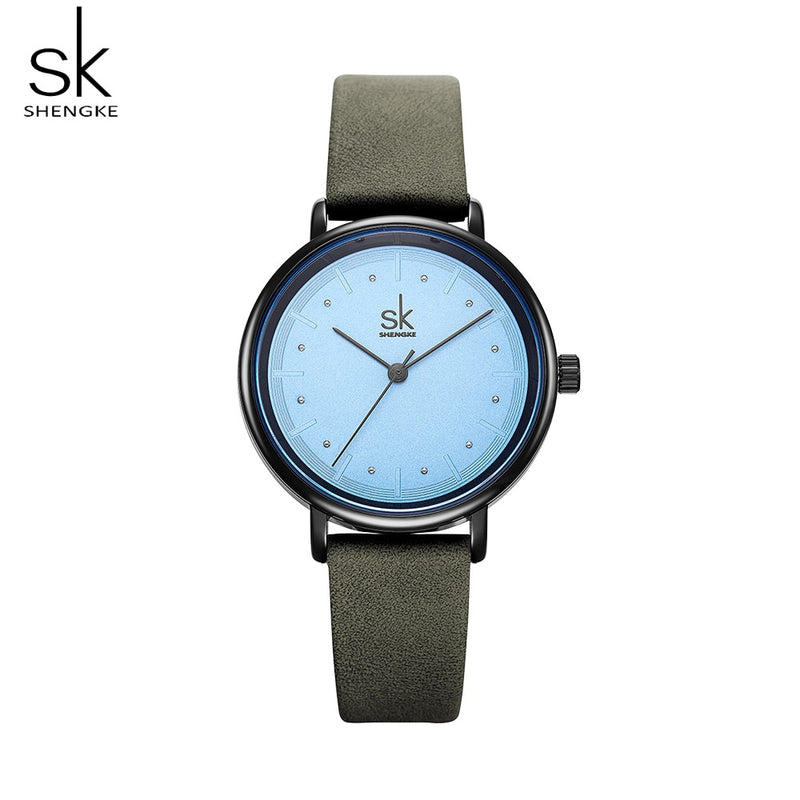 Shengke Simple Uhr für Damen Braun Retro Leder Relogio Feminino Top Marke Damenmode Mini Design Quarz Reloj Mujer