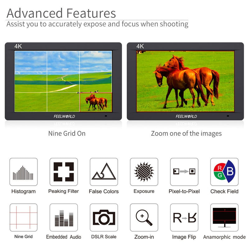 Feelworld FW703 3G SDI 4K HDMI Camera Field Monitor 7 Inch IPS Full HD 1920x1200 Portable DSLR Monitor for Sony Nikon Canon