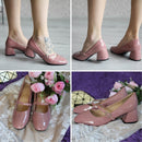 Zapatos de tacón alto Meotina, zapatos Mary Janes para mujer, zapatos de tacón medio de charol, zapatos de tacón cuadrado con hebilla para mujer, zapatos rojos de talla grande 33-43