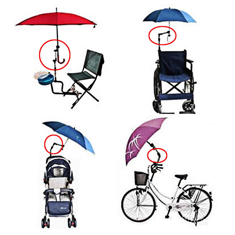 Soporte de paraguas ajustable para cochecito de bebé, accesorios de montaje, conector de bicicleta para estante de sombrilla para silla de ruedas multiusos