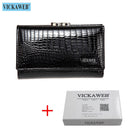 VICKAWEB Mini Damen Geldbörsen Alligator Hasp Damen Geldbörsen Geldbörse Damenmode Kurze Echtleder Geldbörse Damen Kleine Geldbörse