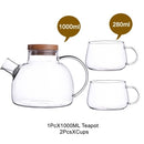 1L / 1.8L Trinkgefäße mit großer Kapazität Glasteekanne Teegeschirr Teekanne Hitzebeständiger Wasserkocher Holzdeckel Home Office Coffee Bar Supplies