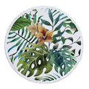 Grüne Blätter Sommer rund Strandtuch Mikrofaser mit Kordelzug Rucksack Tasche Badetücher Matte Bikini Cover Up mit Quasten weich