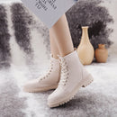 COOTELILI, zapatos planos con cremallera a la moda para mujer, botas de cuero PU con plataforma de tacón alto, zapatos de mujer con cordones, botines para niñas 35-40