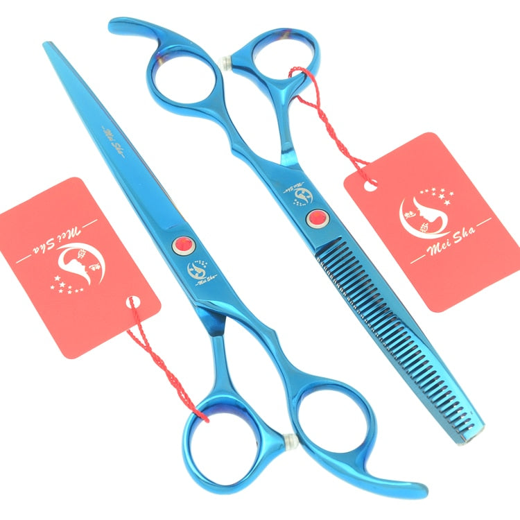 7.0 Inch Big Professional Hairdressing Cutting Scissors 6.5 Inch Thinning Shears Salon Barbers JP440C Blue Hair Tesouras A0132A