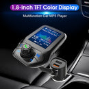 1,8-Zoll-Farbdisplay, Bluetooth-kompatible Freisprecheinrichtung, 3 USB-Anschlüsse, QC3.0, Autoladegerät, FM-Transmitter, Auto-MP3-Musik-Player