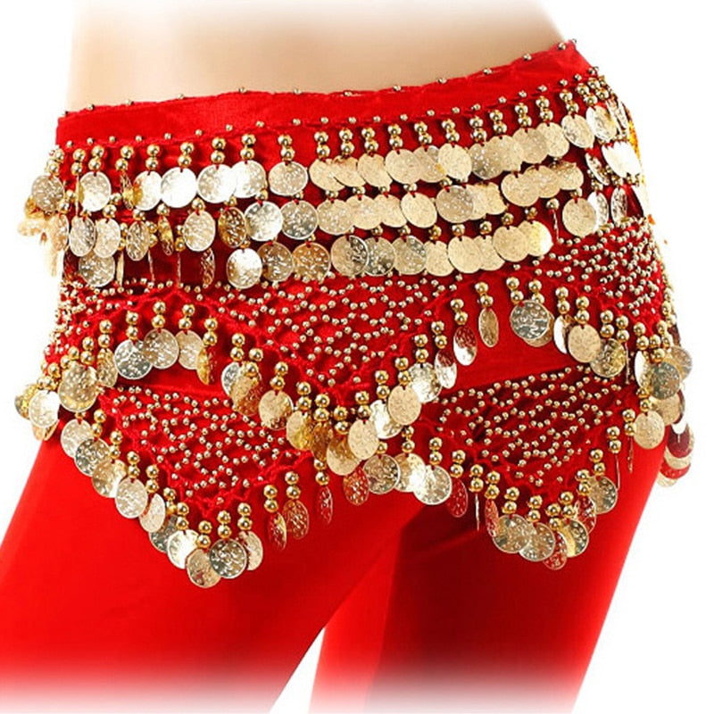 Cheap Dancewear Women Practice Clothing Triangle Hip Scarf Colorful Rhinestone Adjustable Fit 300 Gold Coins Belly Dance