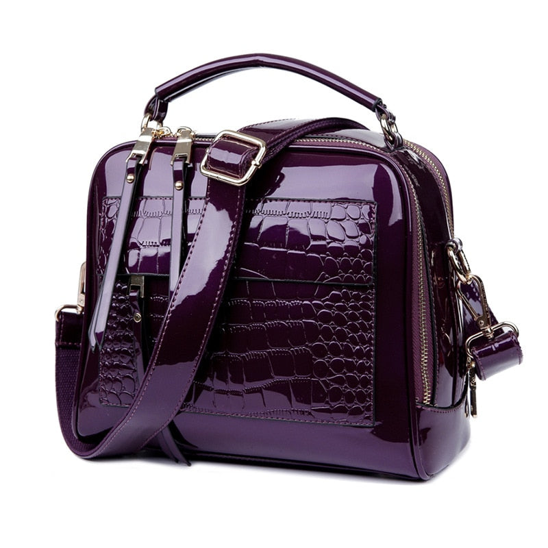 RanHuang Damen Luxus Handtaschen Mode Alligator Handtaschen Hochwertige Lackleder Schultertasche Damen Schwarz Messenger Bags