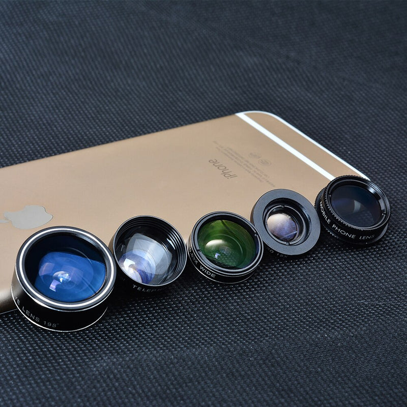 APEXEL 5in1 camera Lens Kit for iPhone xiaomi HTC HUAWEI Samsung Galaxy S7/j5 Edge S6/S6 Edge and the Other Android SmartPhone