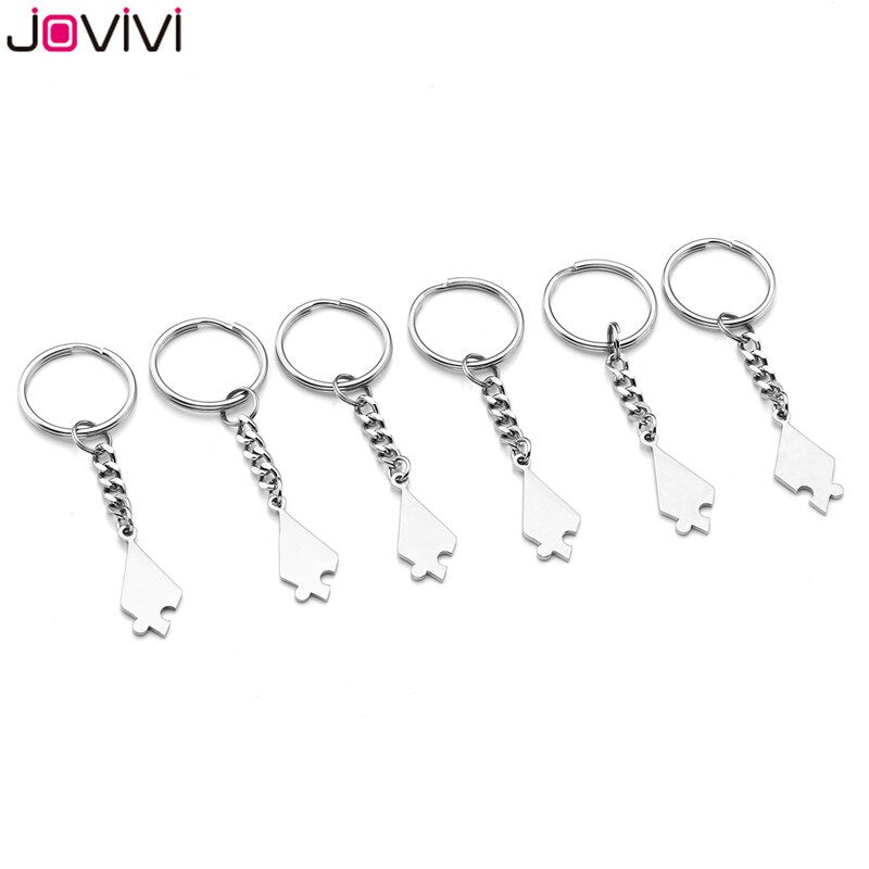 Jovivi Acero inoxidable 5/6 piezas llavero mejores amigos BFF llaveros amistad rompecabezas pieza encanto regalo llavero joyería