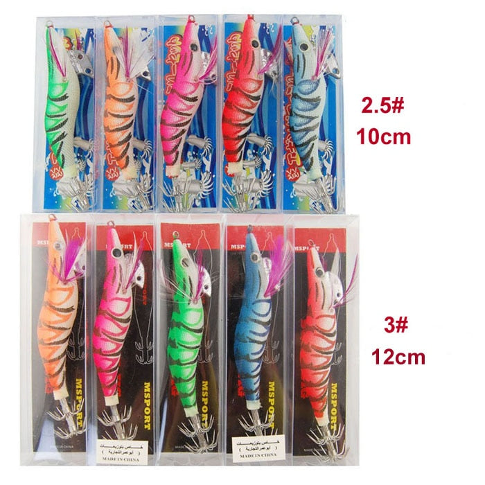 5pcs/lot Multicolor Squid Hooks Fishing Lure Squid Jigs Jibioneras Size 3.0