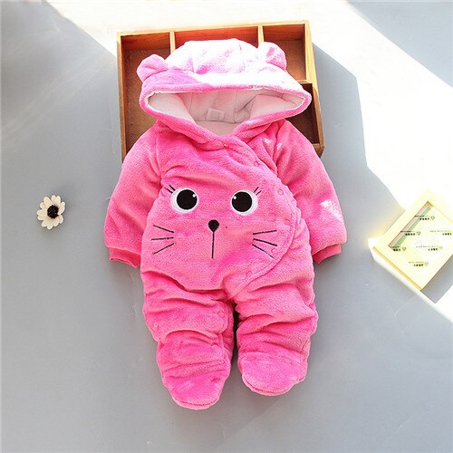 Neugeborenes Baby Mädchen Kleidung 0-3 Monate Winter Dicke Warme Baby Footies Baumwolle Säuglingskinder Overalls Cartoon Bär Baby Jungen Kleidung