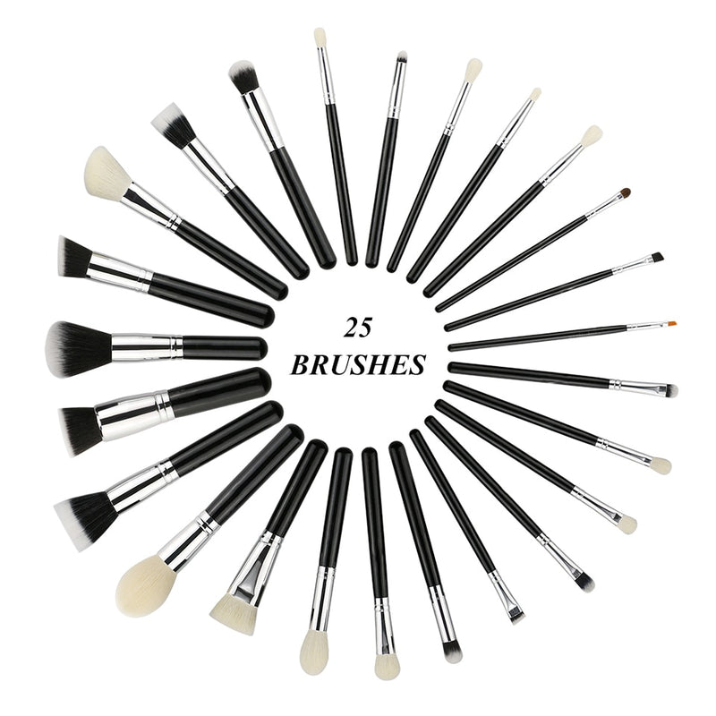 BEILI Black Professional Goat Hair Makeup Brush Powder Foundation Contour Concealer  Eyes Blending 15/25/30Pcs Makeup Brush Set