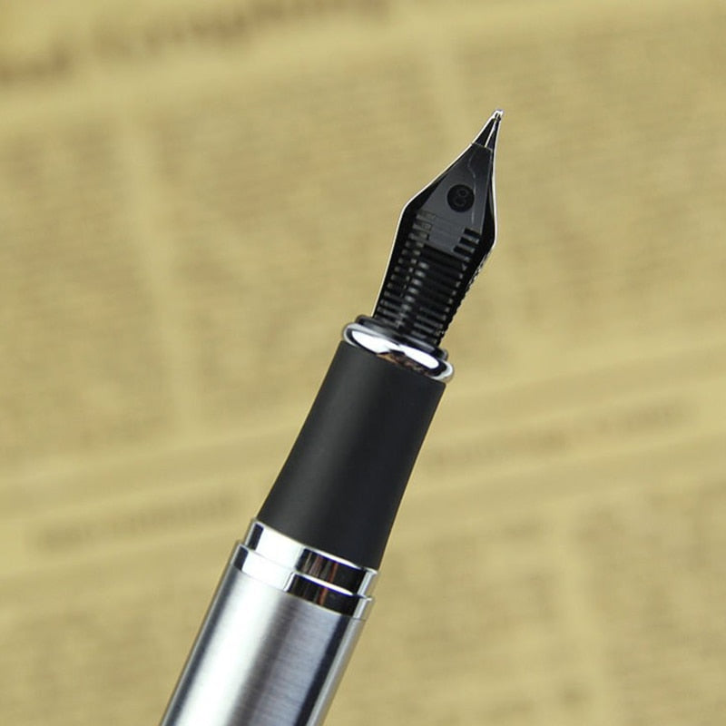 Marca de lujo Jinhao X750 pluma estilográfica de acero inoxidable plateado medio 18KGP Nib escuela Oficina nombre bolígrafos de tinta papelería de regalo