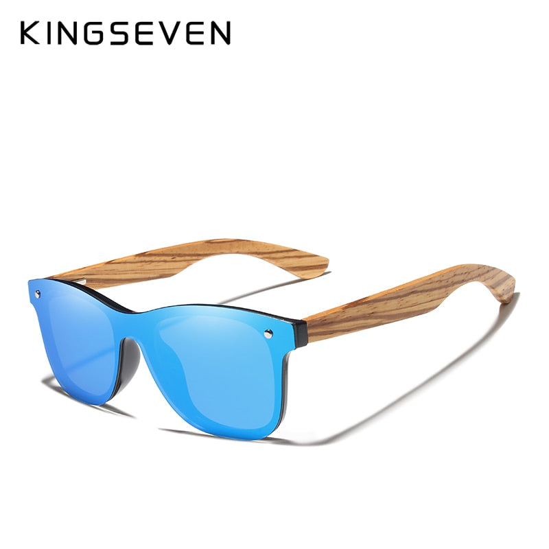 KINGSEVEN Handmade Brand Design Zebra Polarized UV400 Sunglasses Men/Women Mirror Lens Original Wood Eyewear Oculos de sol