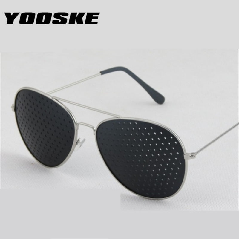 Gafas de sol YOOSKE Retro Pinhole para mujeres y hombres, gafas con agujeros pequeños, gafas para el cuidado de la visión, gafas Unisex para mejorar la vista