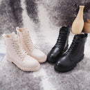 COOTELILI, zapatos planos con cremallera a la moda para mujer, botas de cuero PU con plataforma de tacón alto, zapatos de mujer con cordones, botines para niñas 35-40
