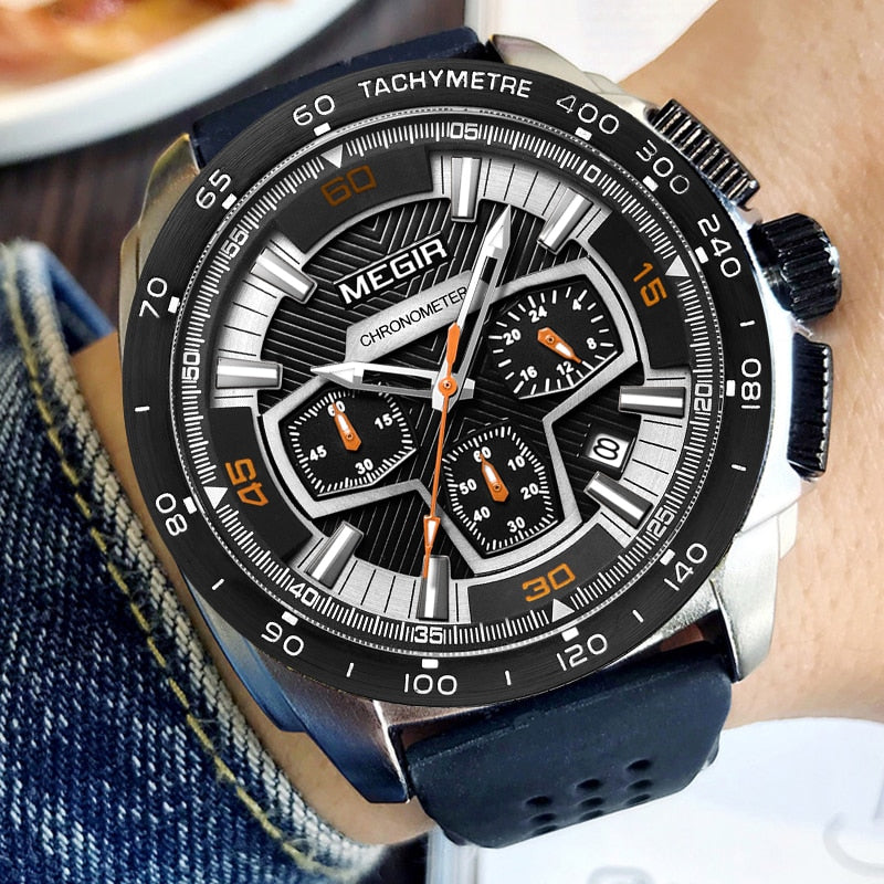 MEGIR Chronograph Herren Armee Militär Sportuhren Mode Lässig Silikonband Quarz Armbanduhr Uhr Relogio Masculino