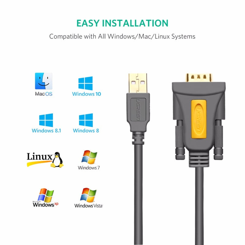 Ugreen USB zu RS232 COM Port Serial PDA 9 DB9 Pin Kabeladapter Prolific pl2303 für Windows 7 8.1 XP Vista Mac OS USB RS232 COM