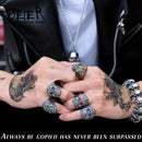 BEIER Edelstahl Gothic Gold Carving Kapala Schädel Ring Biker Hiphop Rock Schmuck Einzigartiges Modegeschenk für Männer BR8-327
