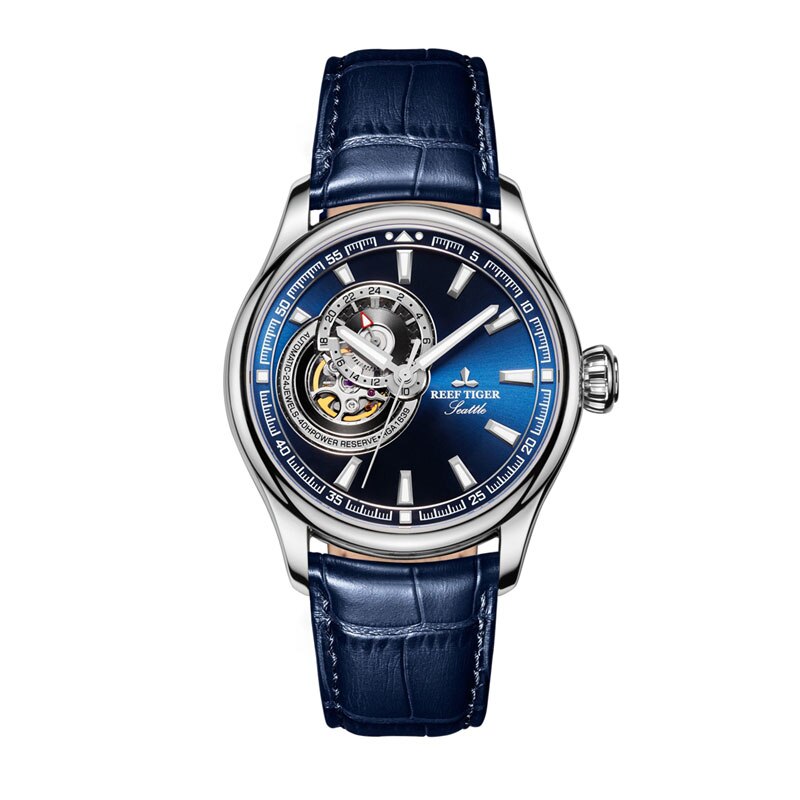 Reef Tiger/RT Dress Herrenuhr Blau Tourbillon Uhren Top-Marke Luxus Automatische Mechanische Uhr Relogio Masculino RGA1639