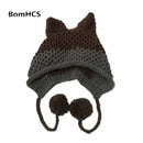 BomHCS Süße Fuchsohren Beanie Winter Warme 100% handgefertigte Strickmütze