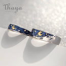 Thaya Van Goghs Emaille-Paarringe Sky Star Moon s925 Silber Glitzerringe Verlobungsring Hochzeitsschmuck für Frauen